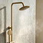 Harik 2 Round Exposed Rigid Riser Thermostatic Shower Set - Brushed Brass