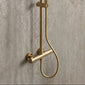 Harik 2 Round Exposed Rigid Riser Thermostatic Shower Set - Brushed Brass