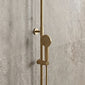 Harik 2 Round Exposed Rigid Riser Thermostatic Shower Set - Brushed Brass