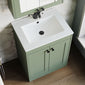 Farlow Shaker Floor Standing 500mm 2-Door Basin Vanity Unit - Satin Green