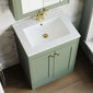 Farlow Shaker Floor Standing 500mm 2-Door Basin Vanity Unit - Satin Green