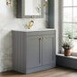 Farlow Shaker Floor Standing 800mm 2-Door Basin Vanity Unit - Satin Grey