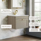 Farlow Shaker Wall Mounted 800mm 1-Drawer Basin Vanity Unit - Pebble Grey