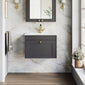 Farlow Shaker Wall Mounted 600mm 1-Drawer Basin Vanity Unit - Satin Soft Black