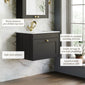 Farlow Shaker Wall Mounted 800mm 1-Drawer Basin Vanity Unit - Satin Soft Black