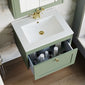 Farlow Shaker Wall Mounted 600mm 1-Drawer Basin Vanity Unit - Satin Green