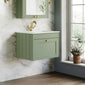 Farlow Shaker Wall Mounted 600mm 1-Drawer Basin Vanity Unit - Satin Green