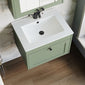 Farlow Shaker Wall Mounted 600mm 1-Drawer Basin Vanity Unit - Satin Green