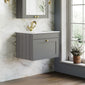Farlow Shaker Wall Mounted 600mm 1-Drawer Basin Vanity Unit - Satin Grey
