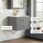 Farlow Shaker Wall Mounted 800mm 1-Drawer Basin Vanity Unit - Satin Grey