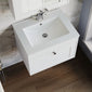 Farlow Shaker Wall Mounted 600mm 1-Drawer Basin Vanity Unit - Satin White