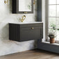 Farlow Shaker Wall Mounted 800mm 1-Drawer Basin Vanity Unit - Satin Soft Black