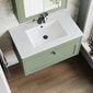 Farlow Shaker Wall Mounted 800mm 1-Drawer Basin Vanity Unit - Satin Green