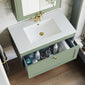 Farlow Shaker Wall Mounted 800mm 1-Drawer Basin Vanity Unit - Satin Green