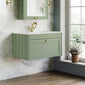 Farlow Shaker Wall Mounted 800mm 1-Drawer Basin Vanity Unit - Satin Green