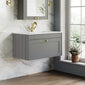 Farlow Shaker Wall Mounted 800mm 1-Drawer Basin Vanity Unit - Satin Grey