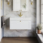 Farlow Shaker Wall Mounted 800mm 1-Drawer Basin Vanity Unit - Satin White
