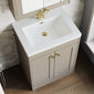 Farlow Shaker Floor Standing 600mm 2-Door Basin Vanity Unit - Pebble Grey
