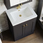 Farlow Shaker Floor Standing 600mm 2-Door Basin Vanity Unit - Satin Soft Black