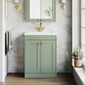 Farlow Shaker Floor Standing 600mm 2-Door Basin Vanity Unit - Satin Green