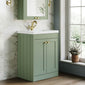 Farlow Shaker Floor Standing 600mm 2-Door Basin Vanity Unit - Satin Green