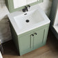Farlow Shaker Floor Standing 600mm 2-Door Basin Vanity Unit - Satin Green