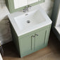 Farlow Shaker Floor Standing 600mm 2-Door Basin Vanity Unit - Satin Green