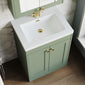 Farlow Shaker Floor Standing 600mm 2-Door Basin Vanity Unit - Satin Green