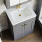 Farlow Shaker Floor Standing 600mm 2-Door Basin Vanity Unit - Satin Grey