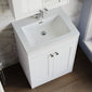 Farlow Shaker Floor Standing 600mm 2-Door Basin Vanity Unit - Satin White