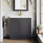 Farlow Shaker Floor Standing 800mm 2-Door Basin Vanity Unit - Satin Soft Black
