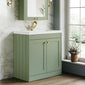 Farlow Shaker Floor Standing 800mm 2-Door Basin Vanity Unit - Satin Green