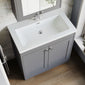 Farlow Shaker Floor Standing 800mm 2-Door Basin Vanity Unit - Satin Grey