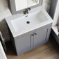 Farlow Shaker Floor Standing 800mm 2-Door Basin Vanity Unit - Satin Grey