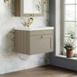 Farlow Shaker Wall Mounted 600mm 1-Drawer Basin Vanity Unit - Pebble Grey