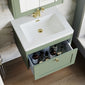 Farlow Shaker Wall Mounted 600mm 1-Drawer Basin Vanity Unit - Satin Green