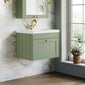 Farlow Shaker Wall Mounted 600mm 1-Drawer Basin Vanity Unit - Satin Green