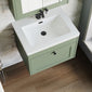 Farlow Shaker Wall Mounted 600mm 1-Drawer Basin Vanity Unit - Satin Green