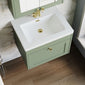 Farlow Shaker Wall Mounted 600mm 1-Drawer Basin Vanity Unit - Satin Green