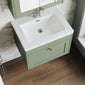 Farlow Shaker Wall Mounted 600mm 1-Drawer Basin Vanity Unit - Satin Green