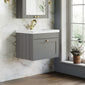 Farlow Shaker Wall Mounted 600mm 1-Drawer Basin Vanity Unit - Satin Grey