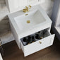 Farlow Shaker Wall Mounted 600mm 1-Drawer Basin Vanity Unit - Satin White