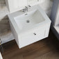 Farlow Shaker Wall Mounted 600mm 1-Drawer Basin Vanity Unit - Satin White