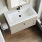Farlow Shaker Wall Mounted 800mm 1-Drawer Basin Vanity Unit - Pebble Grey