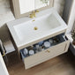 Farlow Shaker Wall Mounted 800mm 1-Drawer Basin Vanity Unit - Pebble Grey
