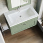 Farlow Shaker Wall Mounted 800mm 1-Drawer Basin Vanity Unit - Satin Green
