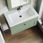 Farlow Shaker Wall Mounted 800mm 1-Drawer Basin Vanity Unit - Satin Green