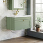 Farlow Shaker Wall Mounted 800mm 1-Drawer Basin Vanity Unit - Satin Green
