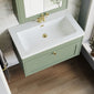 Farlow Shaker Wall Mounted 800mm 1-Drawer Basin Vanity Unit - Satin Green