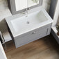 Farlow Shaker Wall Mounted 800mm 1-Drawer Basin Vanity Unit - Satin Grey
